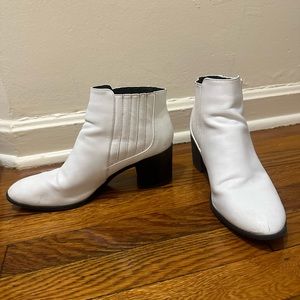 White Leather Ankle Boots